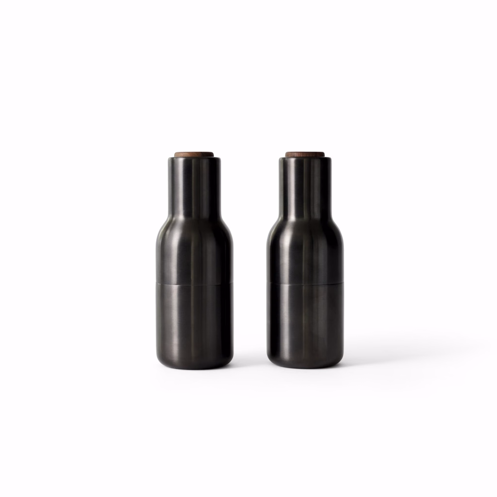 BOTTLE GRINDER, WALNUT LID, BRONZED BRASS, 2-PACK