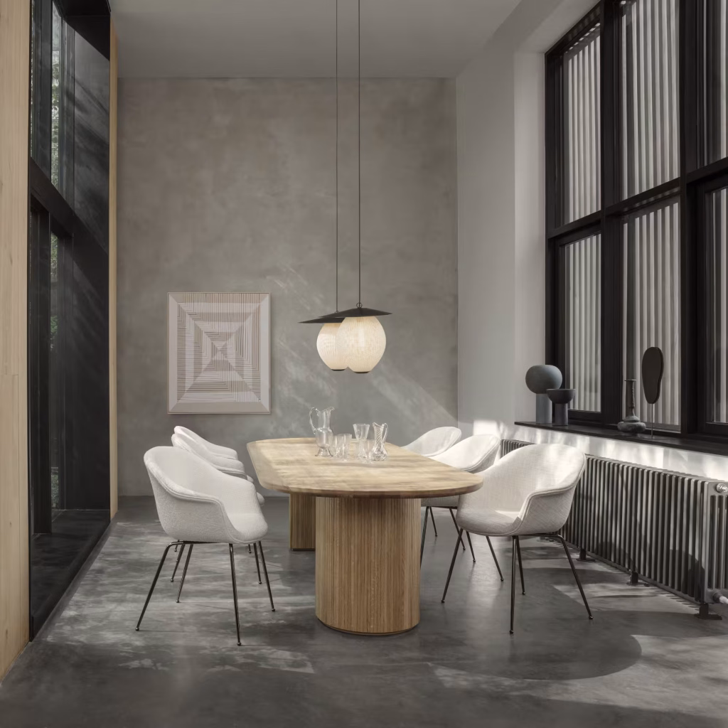 BAT DINING CHAIR – UPHOLSTERED – CONIC BASE