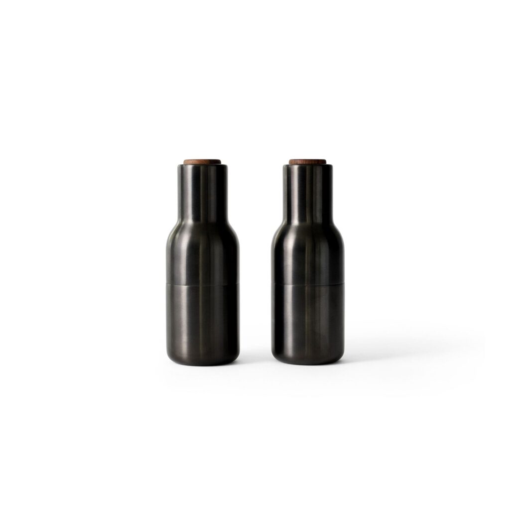 BOTTLE GRINDER, WALNUT LID, BRONZED BRASS, 2-PACK